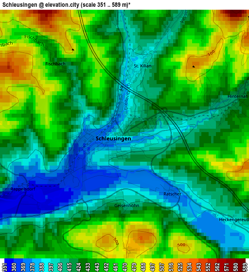 Schleusingen elevation map