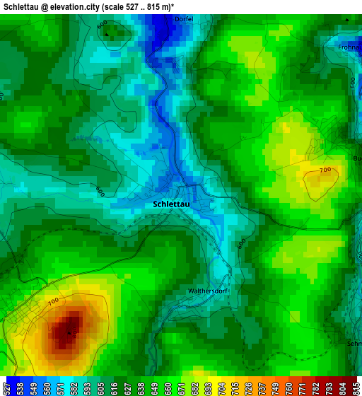 Schlettau elevation map