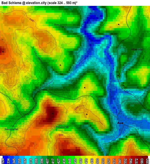 Bad Schlema elevation map