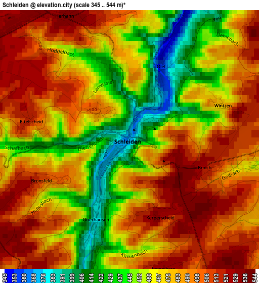 Schleiden elevation map