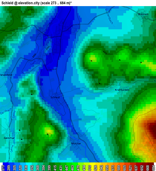 Schleid elevation map