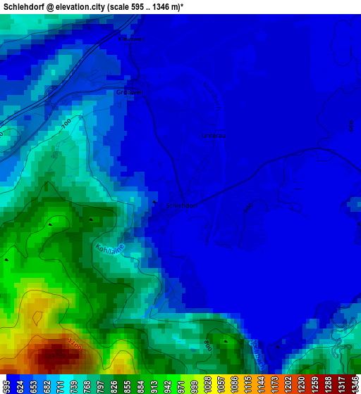 Schlehdorf elevation map