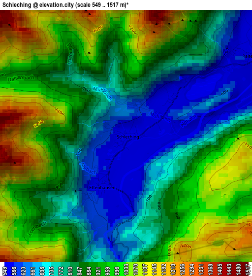 Schleching elevation map