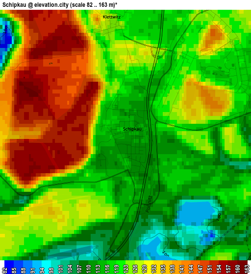 Schipkau elevation map