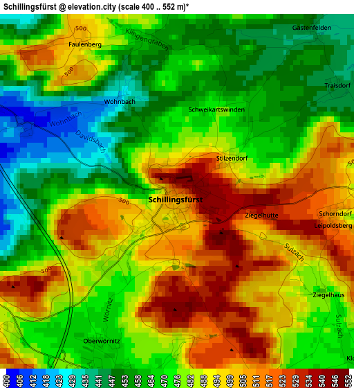 Schillingsfürst elevation map