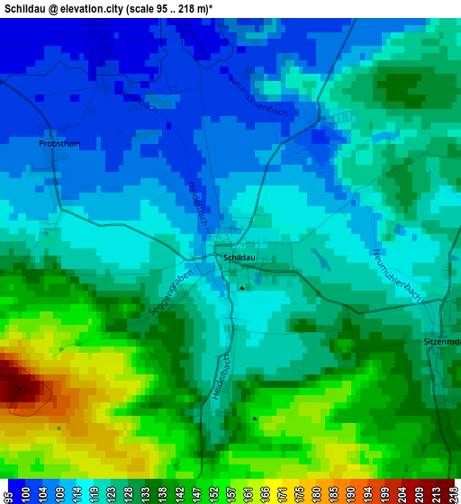 Schildau elevation map