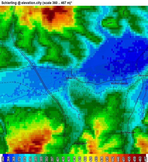 Schierling elevation map