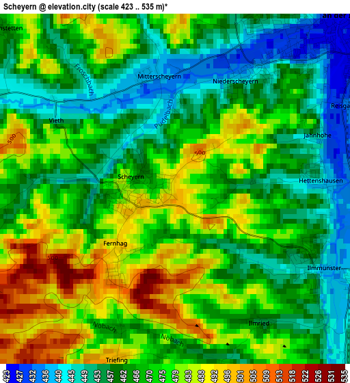 Scheyern elevation map