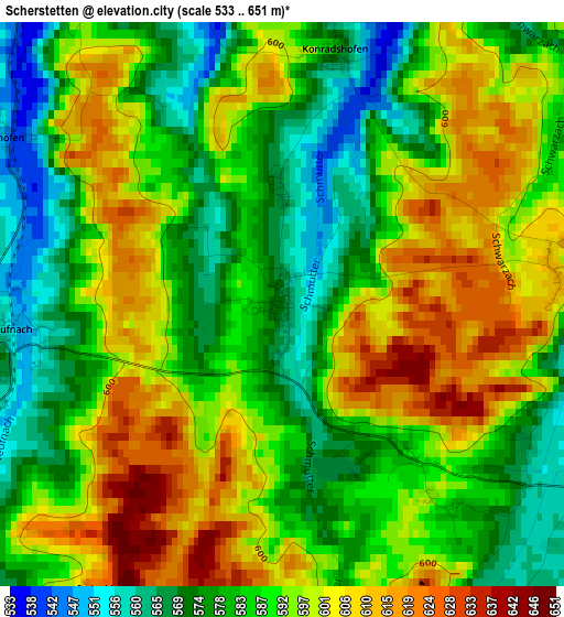 Scherstetten elevation map