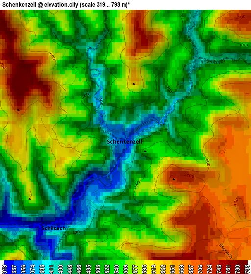 Schenkenzell elevation map