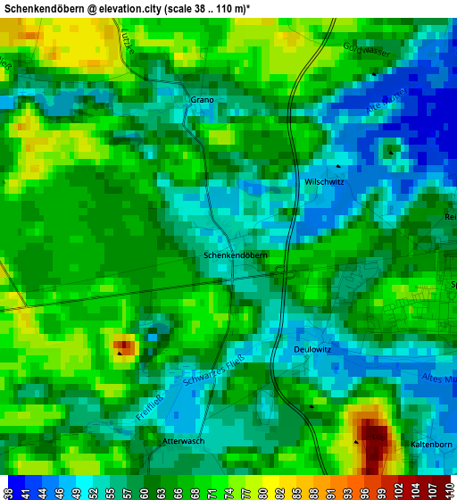 Schenkendöbern elevation map