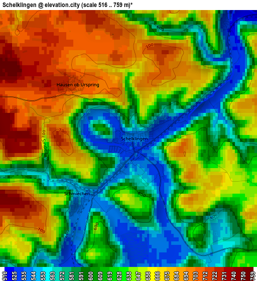 Schelklingen elevation map