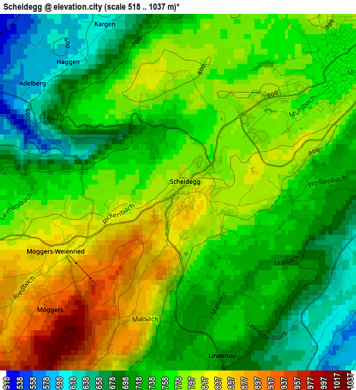 Scheidegg elevation map