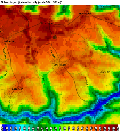 Schechingen elevation map