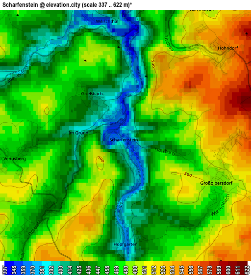 Scharfenstein elevation map