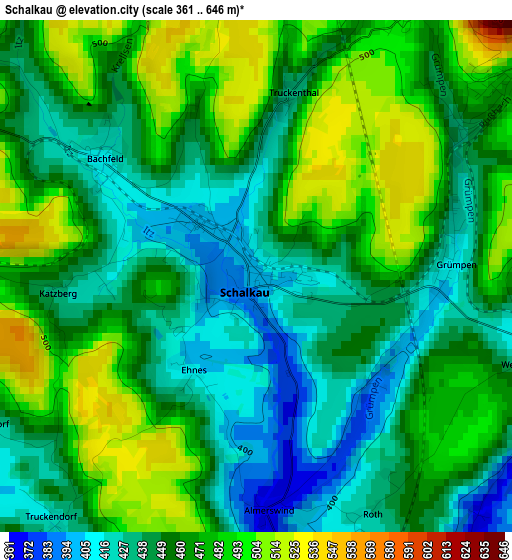 Schalkau elevation map