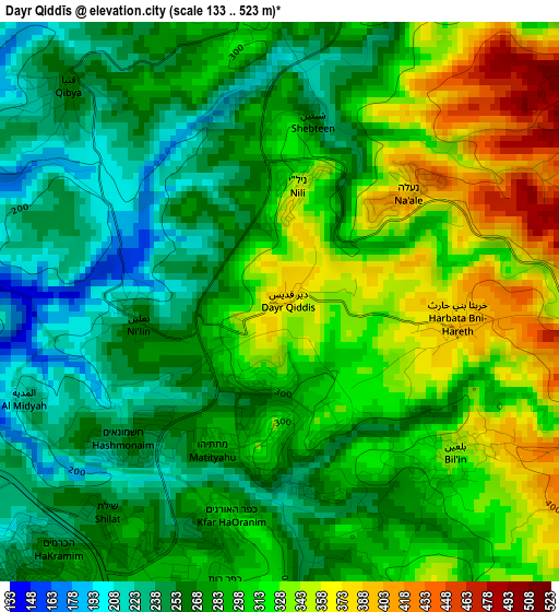 Dayr Qiddīs elevation map