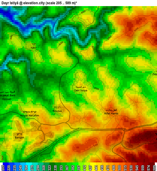 Dayr Istiyā elevation map