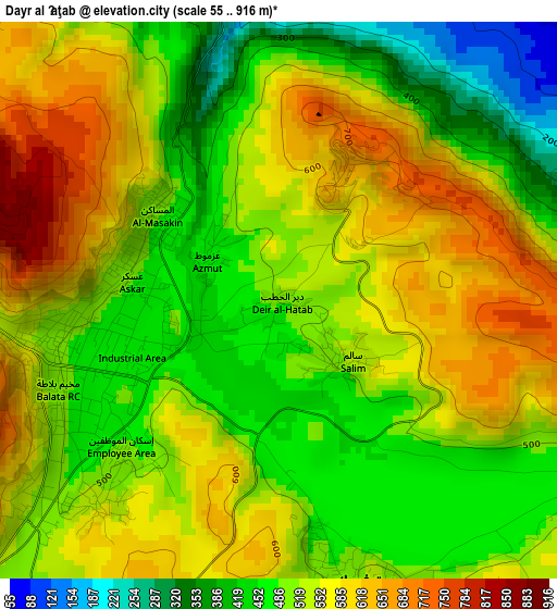 Dayr al Ḩaţab elevation map