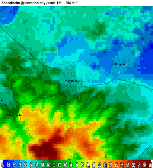 Schaafheim elevation map