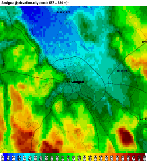 Saulgau elevation map