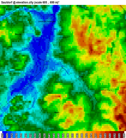 Sauldorf elevation map