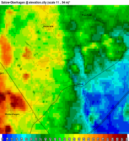 Satow-Oberhagen elevation map