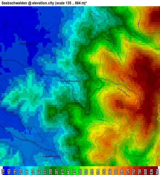 Sasbachwalden elevation map