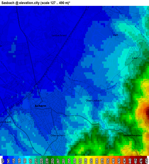 Sasbach elevation map