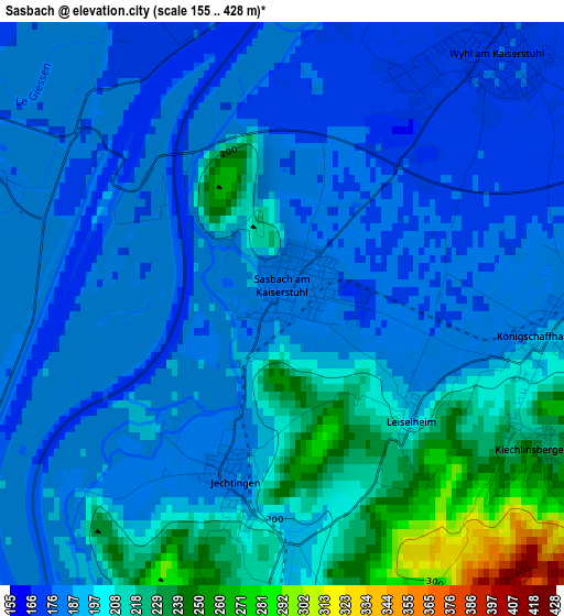 Sasbach elevation map