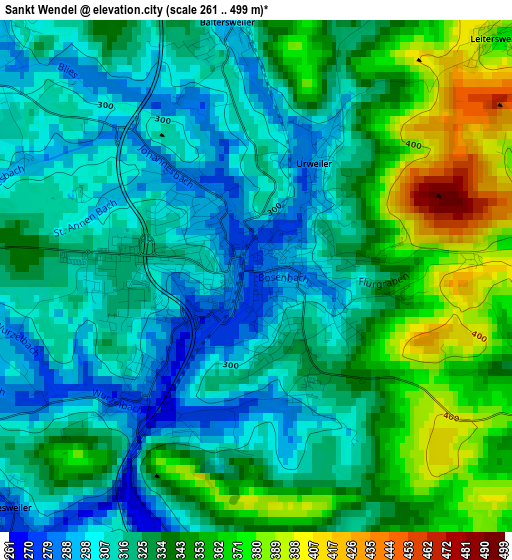 Sankt Wendel elevation map