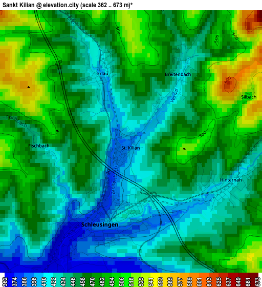 Sankt Kilian elevation map