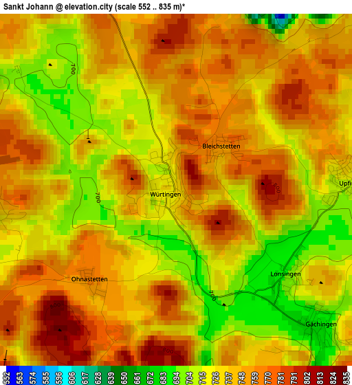 Sankt Johann elevation map