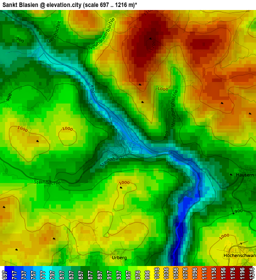 Sankt Blasien elevation map