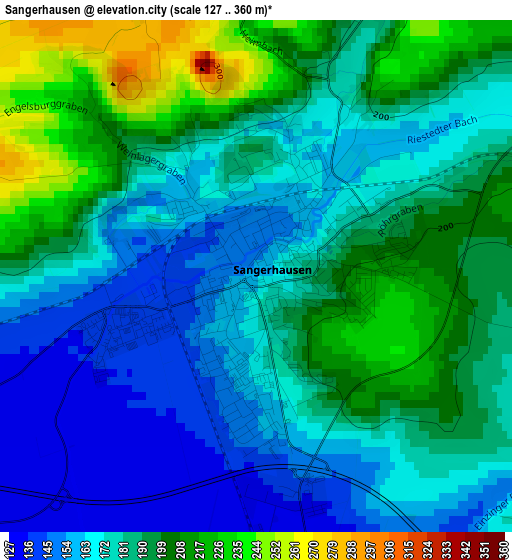 Sangerhausen elevation map