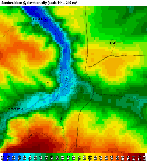 Sandersleben elevation map