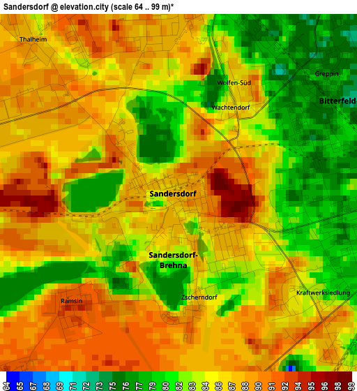 Sandersdorf elevation map