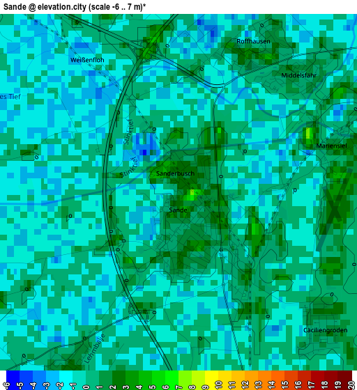 Sande elevation map