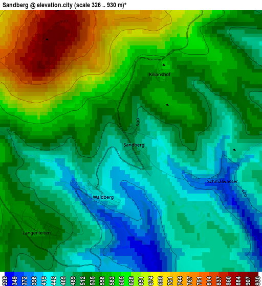 Sandberg elevation map