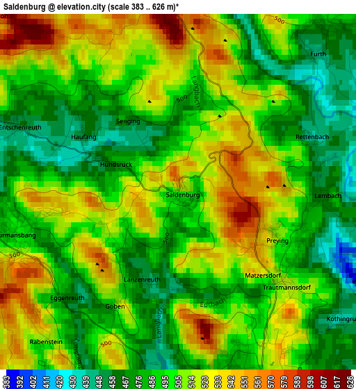 Saldenburg elevation map