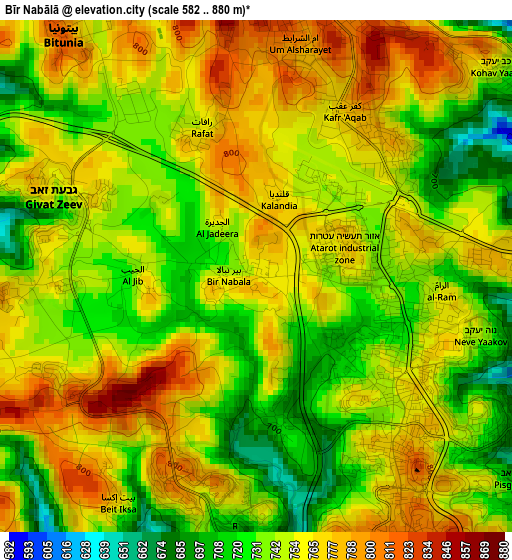 Bīr Nabālā elevation map