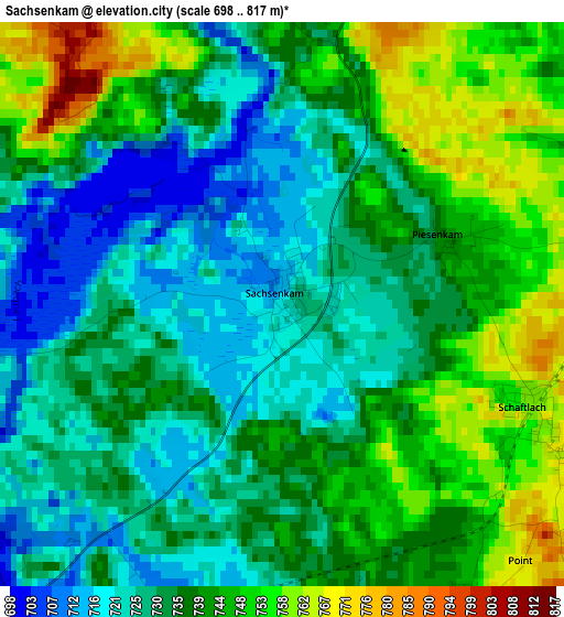 Sachsenkam elevation map