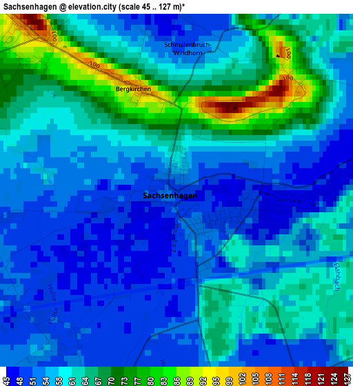 Sachsenhagen elevation map