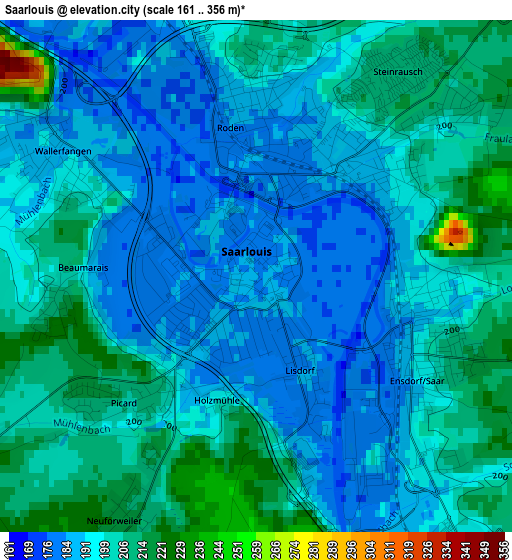 Saarlouis elevation map