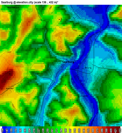 Saarburg elevation map