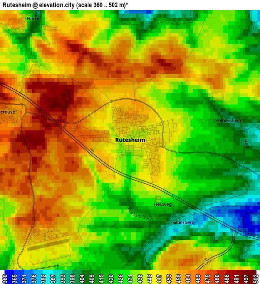 Rutesheim elevation map