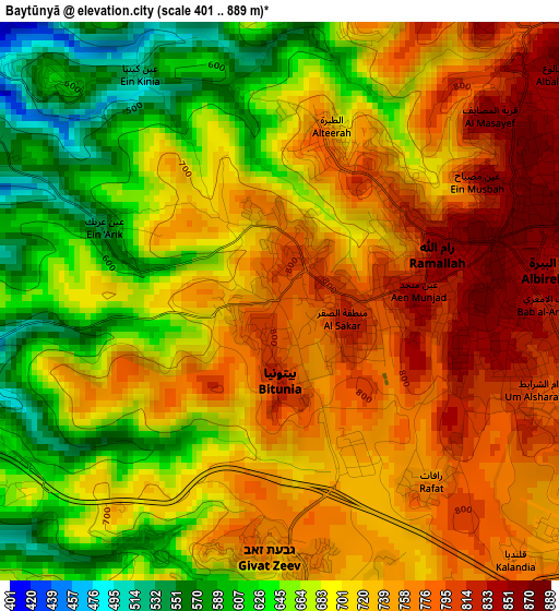 Baytūnyā elevation map