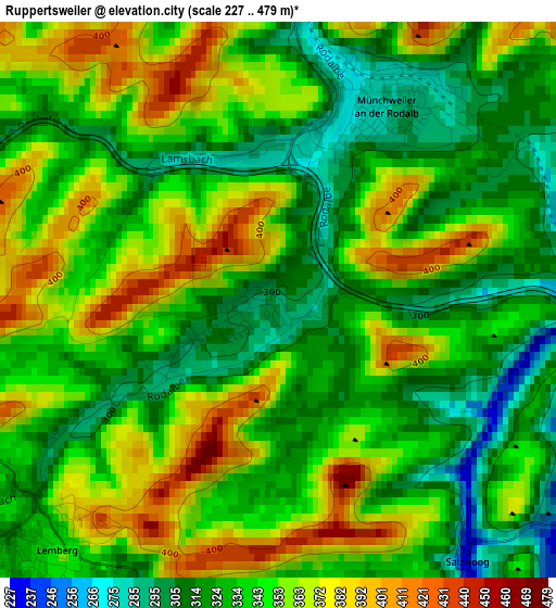 Ruppertsweiler elevation map