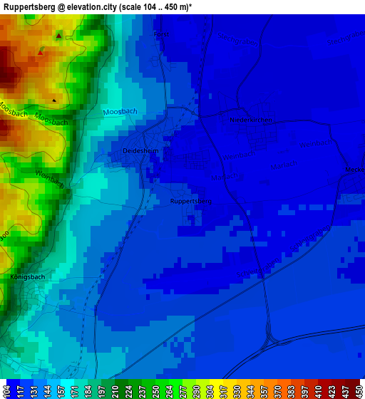 Ruppertsberg elevation map