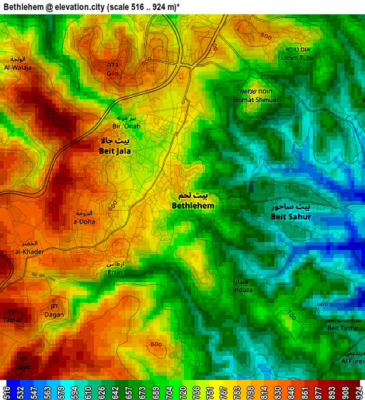 Bethlehem elevation map